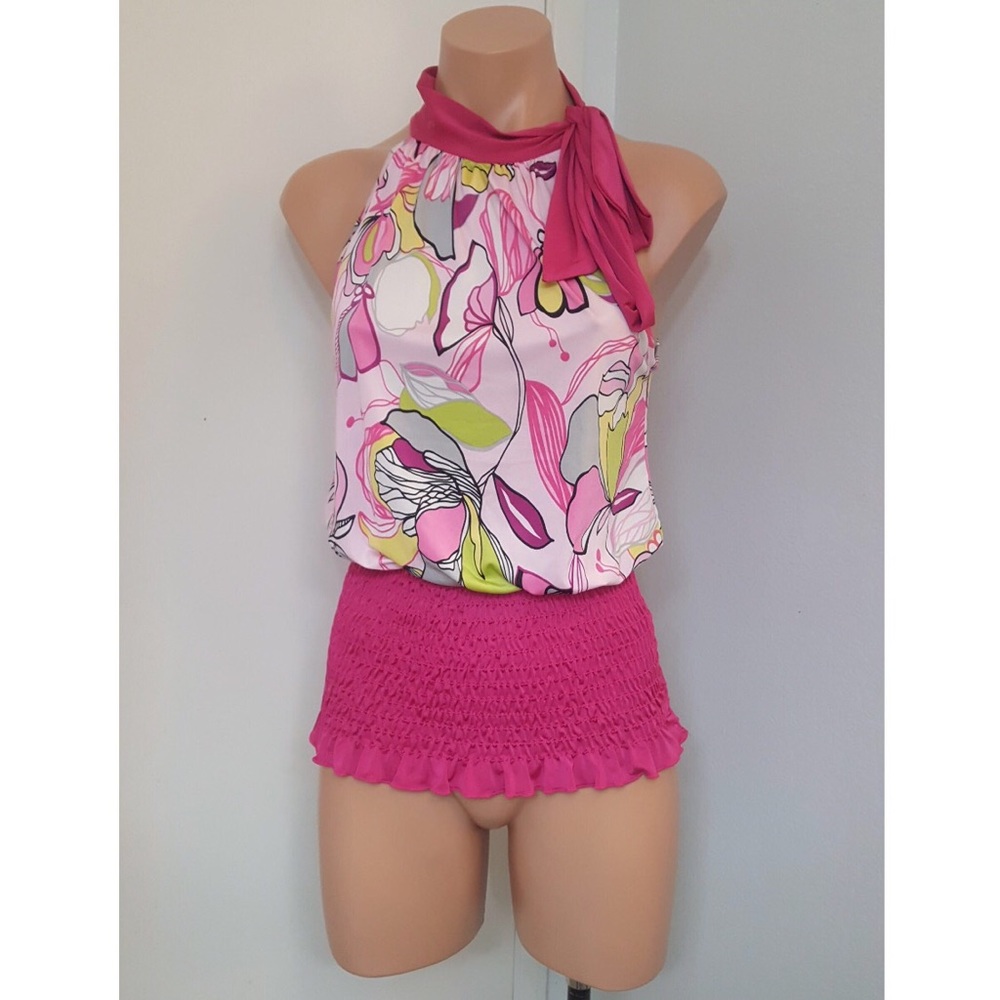 Floral Print Sleeveless Halter Top